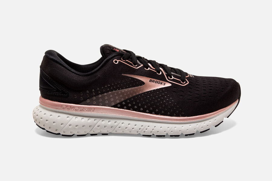 Brooks Glycerin 18 Womens UK - Road Running Shoes - Black/Rose Gold/Grey 056-BNLGWQ